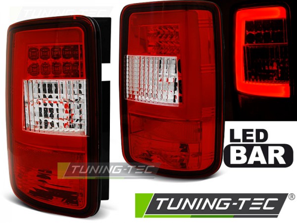 LED Lightbar Rückleuchten für VW Caddy 3 (2K) Bj. 03-14 Rot/Chrom