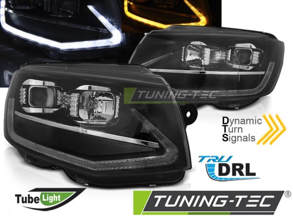 Scheinwerfer DRL LED Tagfahrlicht für VW T6 Bj. 15-19 Schwarz mit dynamischem LED Blinker
