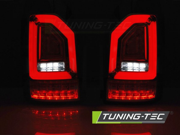 Voll LED Lightbar Rückleuchten für VW T6 Bj. 15-19 Rot/Chrom (Heckklappe / LED)