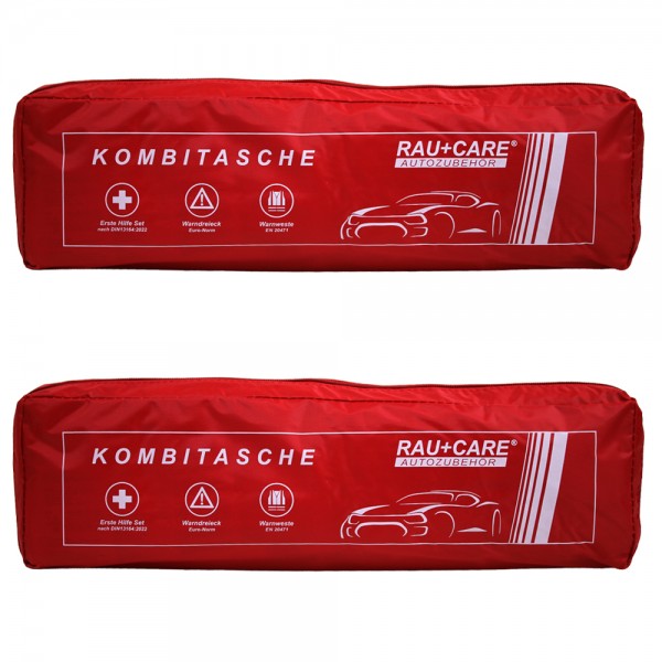 2 x Trio Kombitasche Verbandskasten Verbandstasche Warnweste Warndreieck Rot
