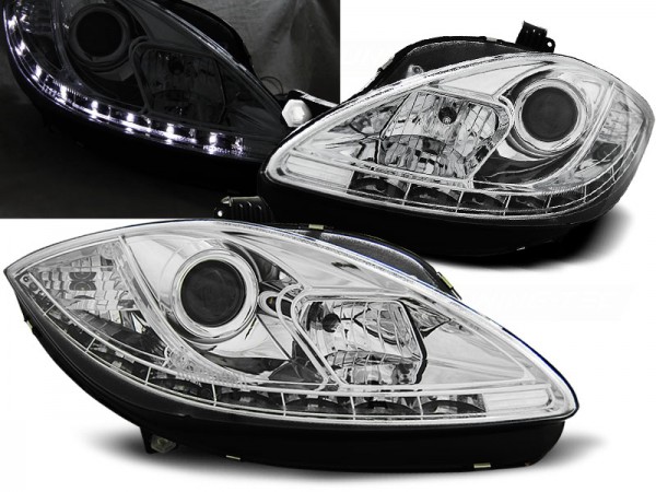 Scheinwerfer LED Tagfahrlicht Optik für Seat Leon 1P / Altea 5P Facelift Bj. 09-15 Chrom