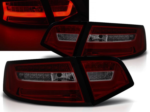 LED Lightbar Rückleuchten für Audi A6 C6 4F Limo Bj. 08-11 Rot/Smoke