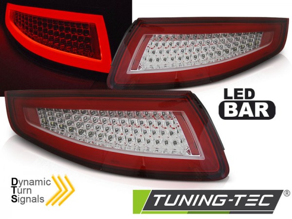 Voll LED Lightbar Rückleuchten für Porsche 911 997 Bj. 04-08 Rot/Chrom