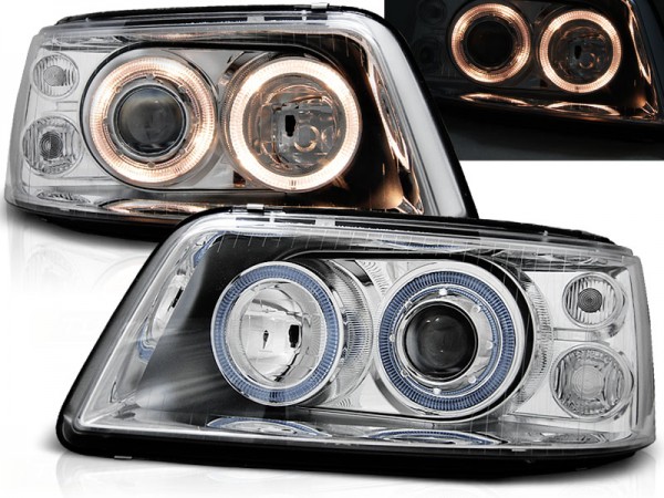 Scheinwerfer Angel Eyes für VW T5 Bj. 03-09 Chrom