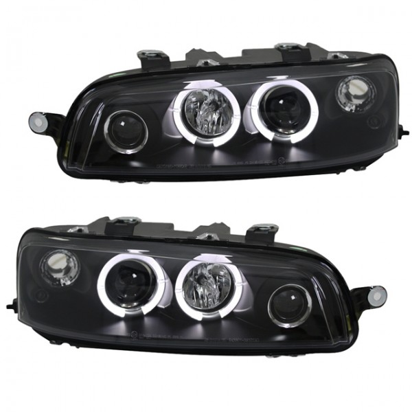 Scheinwerfer Angel Eyes für Fiat Punto 2 Typ 188 Bj. 99-03 Schwarz