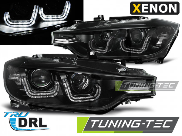 Xenon Scheinwerfer DRL U-Tube Tagfahrlicht für BMW 3er F30 F31 Bj. 11-15 Schwarz