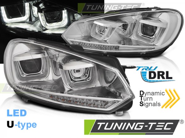 Scheinwerfer DRL LED Tagfahrlicht für VW Golf 6 Bj. 08-13 Chrom mit dynamischem Blinker
