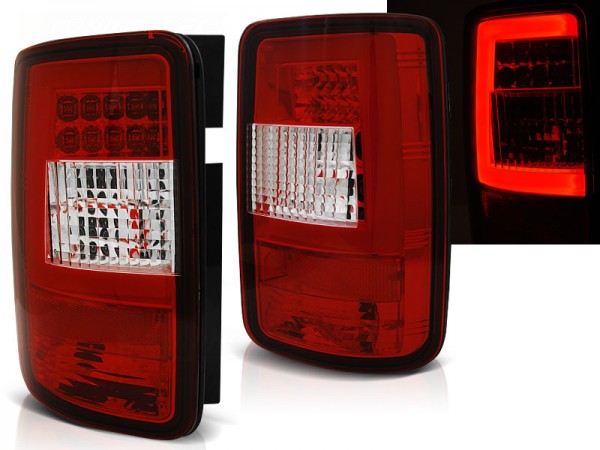 LED Lightbar Rückleuchten für VW Caddy 3 (2K) Bj. 03-14 Rot/Chrom