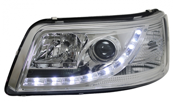 Scheinwerfer LED Tagfahrlicht Optik für VW T5 Bj. 03-09 Chrom