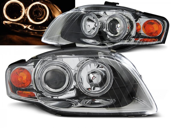 Scheinwerfer Angel Eyes für Audi A4 B7 Bj. 04-08 Chrom