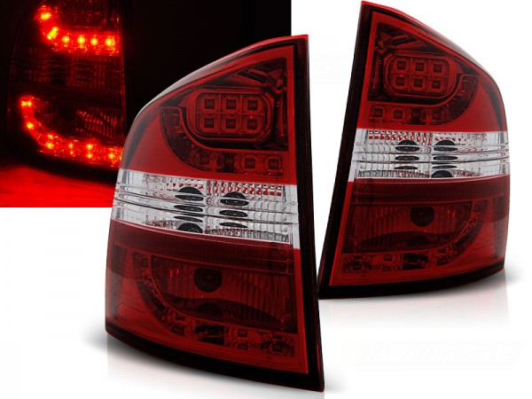 LED Rückleuchten für Skoda Octavia 2 (1Z) Kombi Bj. 04-13 Rot/Chrom
