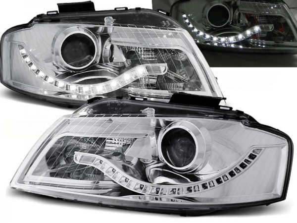 Scheinwerfer LED Tagfahrlicht Optik für Audi A3 8P 8PA Bj. 04-08 Chrom