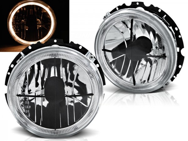 Scheinwerfer Angel Eyes für VW Golf 1 Bj. 74-93 Chrom mit Fadenkreuz