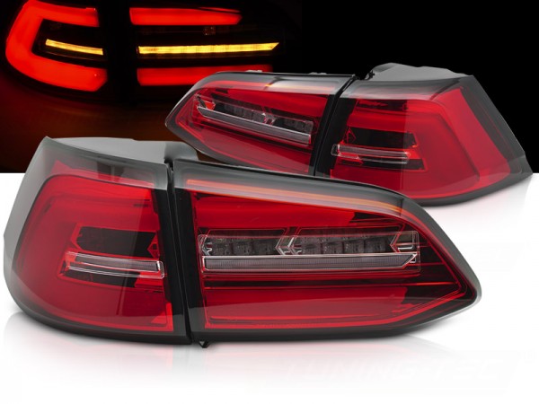 Voll LED Lightbar Rückleuchten für VW Golf 7 (VII) Variant Facelift Bj. 17-20 Rot/Chrom
