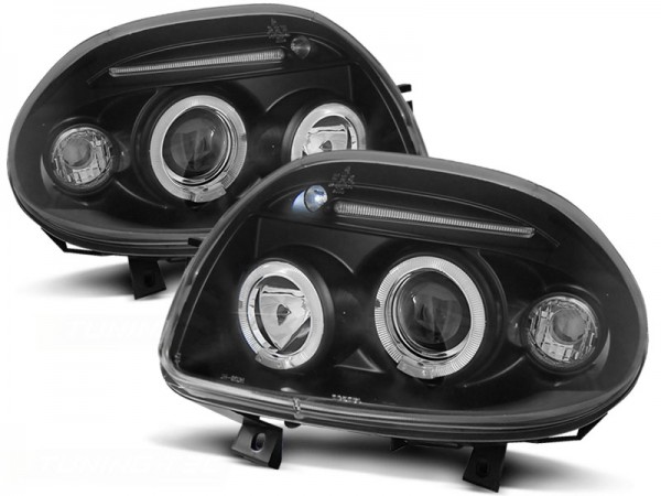 Scheinwerfer Angel Eyes für Renault Clio 2 Bj. 98-01 Schwarz