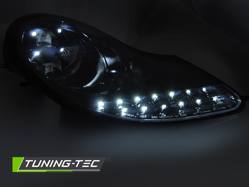 Scheinwerfer LED Tagfahrlicht Optik für Porsche Boxster 986 / 911 996 Schwarz Glanz