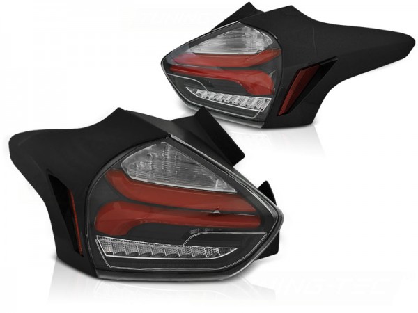 LED Lightbar Rückleuchten für Ford Focus MK3 Bj. 15-18 Schwarz/Rot dynamischer Blinker