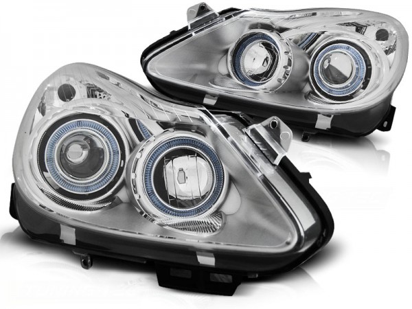 Scheinwerfer Angel Eyes für Opel Corsa D Bj. 06-11 Chrom