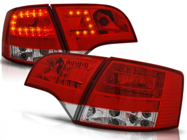 LED Rückleuchten für Audi A4 B7 (8E) Avant Bj. 04-08 Rot/Chrom
