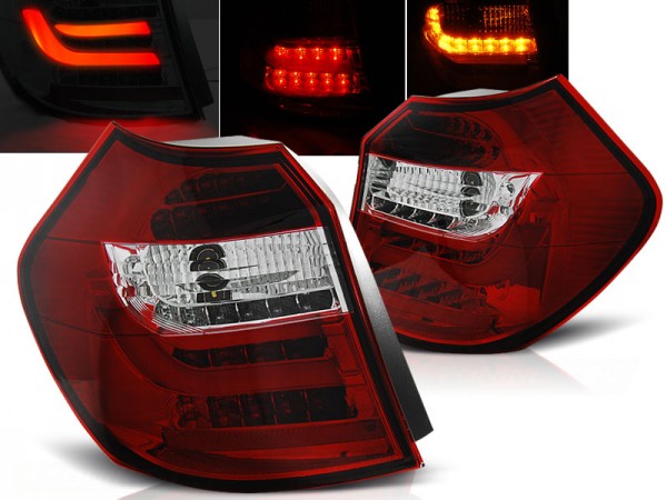 LED Lightbar Rückleuchten für BMW E81/E87 LCI Bj. 07-11 Rot/Chrom