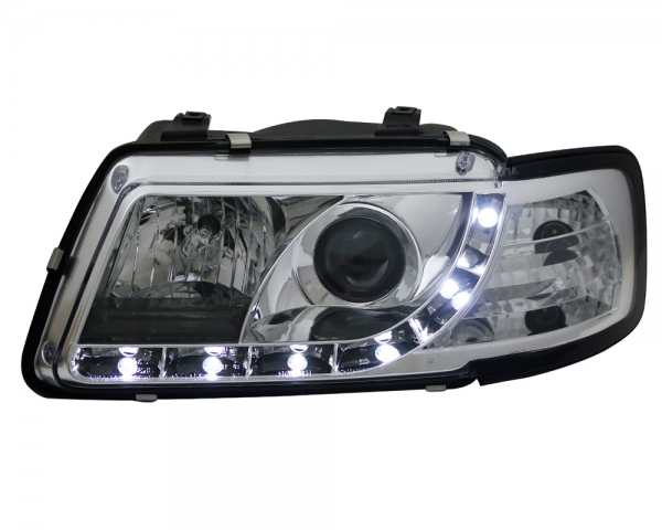 Scheinwerfer LED Tagfahrlicht Optik für Audi A3 8L Bj. 96-00 Chrom