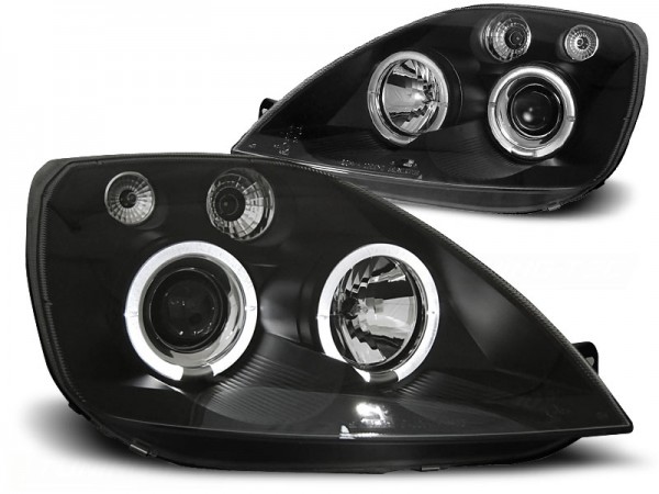 Scheinwerfer Angel Eyes für Ford Fiesta MK6 Bj. 02-05 Schwarz