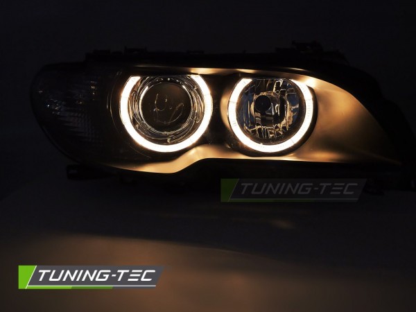 Xenon Scheinwerfer Angel Eyes für BMW 3er E46 Coupe Cabrio Bj. 03-06 Schwarz