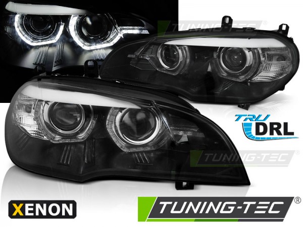 Xenon Scheinwerfer DRL LED Tagfahrlicht für BMW X5 E70 Bj. 07-10 Schwarz