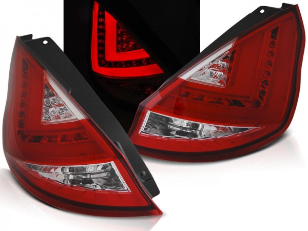 LED Lightbar Rückleuchten für Ford Fiesta MK7 Bj. 13-17 Rot/Chrom