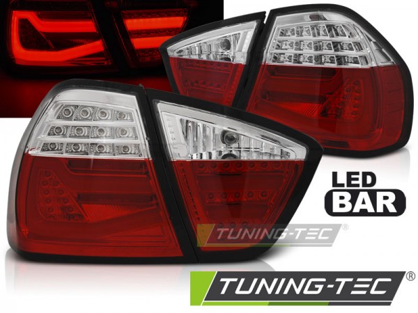 LED Lightbar Rückleuchten für BMW E90 Limo Bj. 05-08 Rot/Chrom
