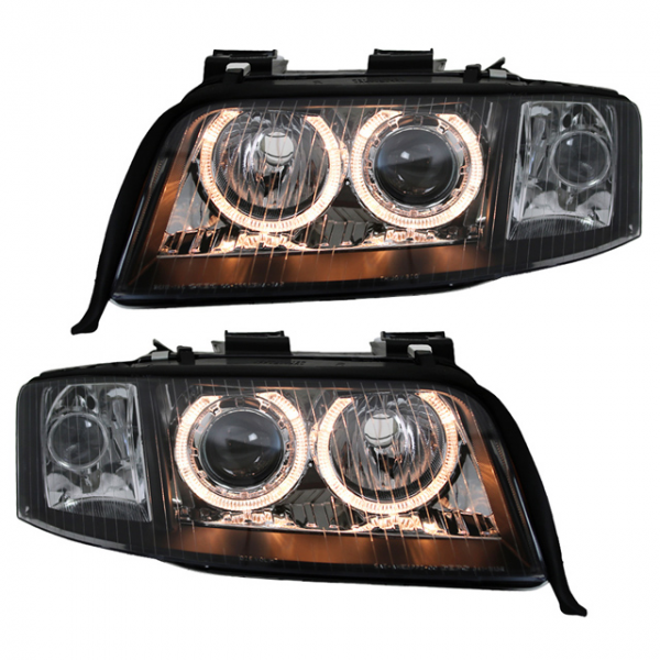 Xenon Scheinwerfer Angel Eyes für Audi A6 C5 4B Bj. 01-04 Schwarz