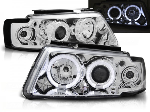 Scheinwerfer Angel Eyes für VW Passat 3B Bj. 96-00 Chrom