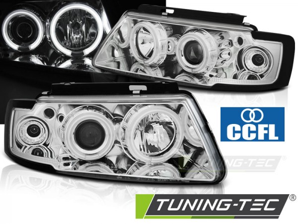 Scheinwerfer CCFL Angel Eyes für VW Passat 3B Bj. 96-00 Chrom