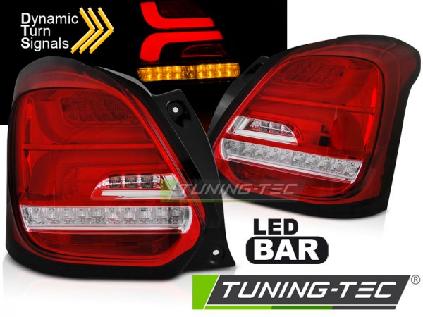 LED Lightbar Rückleuchten für Suzuki Swift V (AZ) Bj. 2017- Rot/Chrom dynamischer Blinker