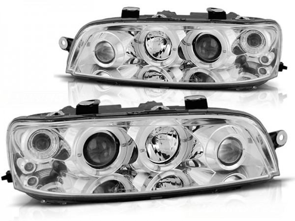 Scheinwerfer Angel Eyes für Fiat Punto 2 Typ 188 Bj. 99-03 Chrom