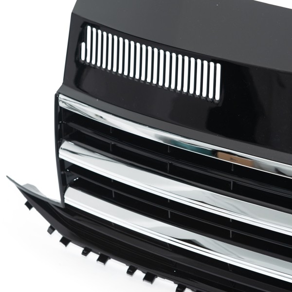 Frontgrill Kühlergrill mit Emblemhalter für VW T6 2015-2019 Schwarz Glanz Chrom