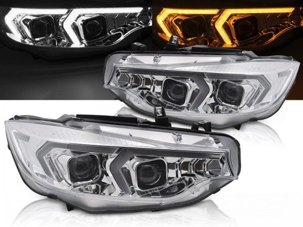 Xenon Scheinwerfer DRL LED Tagfahrlicht für BMW 4er F32 F33 Bj. 13-17 Chrom