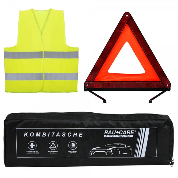 2 x Trio Kombitasche Verbandskasten Warnweste Warndreieck Schutzmasken Schwarz