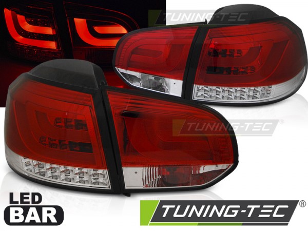LED Lightbar Rückleuchten für VW Golf 6 (VI) Bj. 08-12 Rot/Chrom