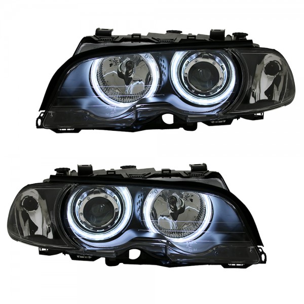 Scheinwerfer CCFL Angel Eyes für BMW 3er E46 Coupe Cabrio Bj. 99-03 Schwarz