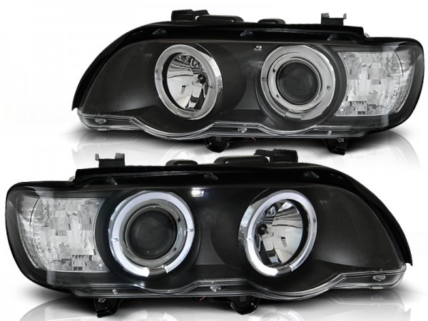 Scheinwerfer Angel Eyes für BMW X5 E53 Bj. 99-03 Schwarz