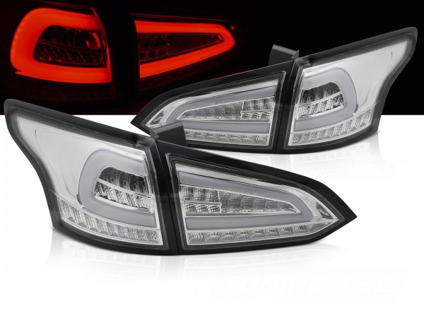 Voll LED Lightbar Rückleuchten für Ford Focus MK3 Turnier Bj. 11-18 Chrom