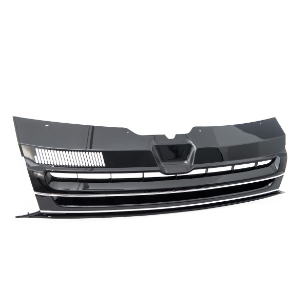 Kühlergrill ohne Emblem für VW T5 GP Facelift Bj. 2009-2015 Schwarz Glanz Chrom