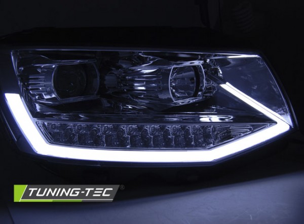 Scheinwerfer DRL LED Tagfahrlicht für VW T6 Bj. 15-19 Chrom mit LED Blinker LTI