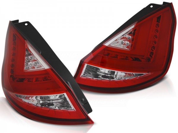 LED Lightbar Rückleuchten für Ford Fiesta MK7 Bj. 08-12 Rot/Chrom