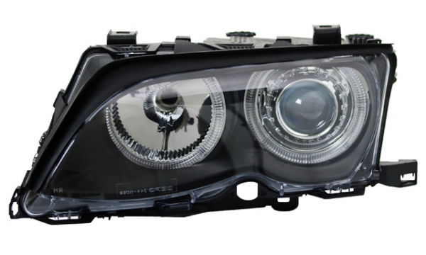 Scheinwerfer LED Angel Eyes für BMW 3er E46 Limo Touring Bj. 01-05 Schwarz