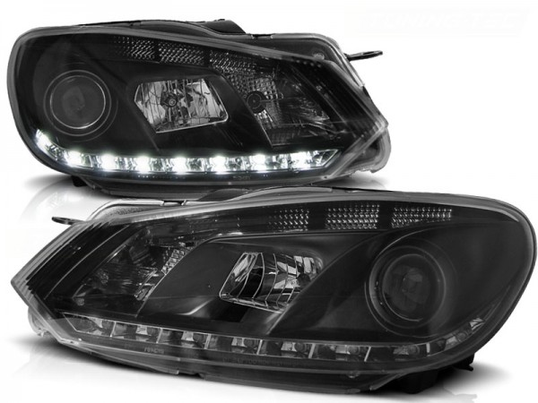Scheinwerfer DRL LED Tagfahrlicht für VW Golf 6 Bj. 08-13 Schwarz