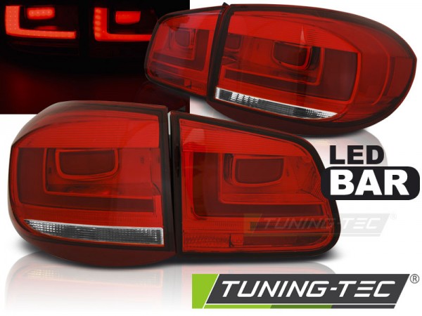 LED Lightbar Rückleuchten für VW Tiguan 5N Bj. 07-11 Rot/Chrom