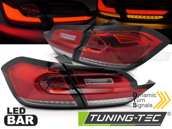 Voll LED Lightbar Rückleuchten für Ford Fiesta MK8 Bj. 17-23 Rot/Chrom