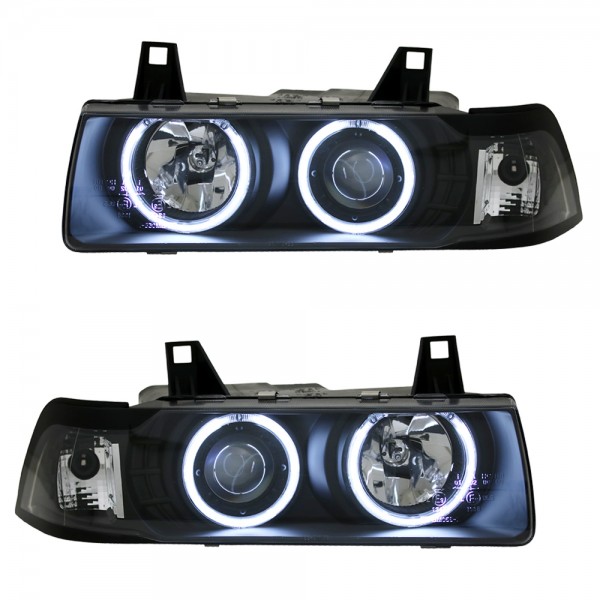 Scheinwerfer CCFL Angel Eyes für BMW 3er E36 Limo Touring Bj. 90-99 Schwarz